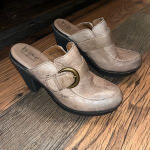 Born Concept B.O.C Women’s Distressed Vintage Tan High Heel Mules Size 7 (38)
